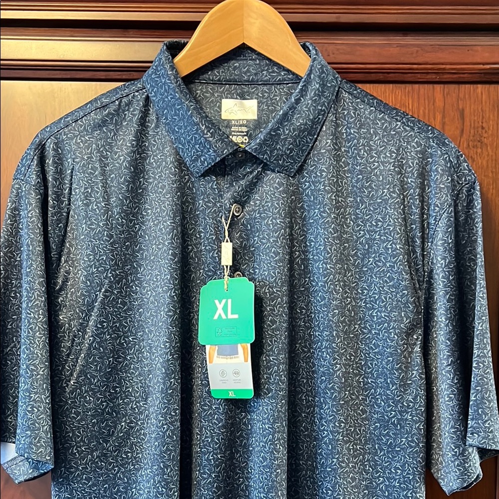 Brand New Greg Norman Collection Blue Golf Polo Performance Dry Wicking Fabric!